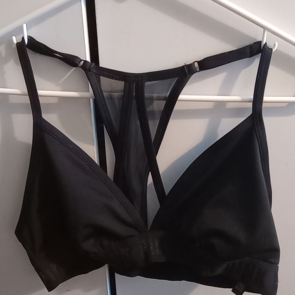 PINK SPORT Ultimate Lightly Lined Racerback Strap Bra, Black, Sz XL